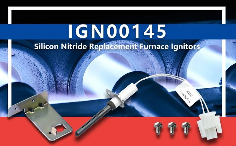 Dusledel 80 Volt IGN00145 Furnace Ignitors for Furnace Igniters Compatible with Trane IGN145, Hot Surface Silicon Nitride Ignitors kit with Mounting Screws - Image 2